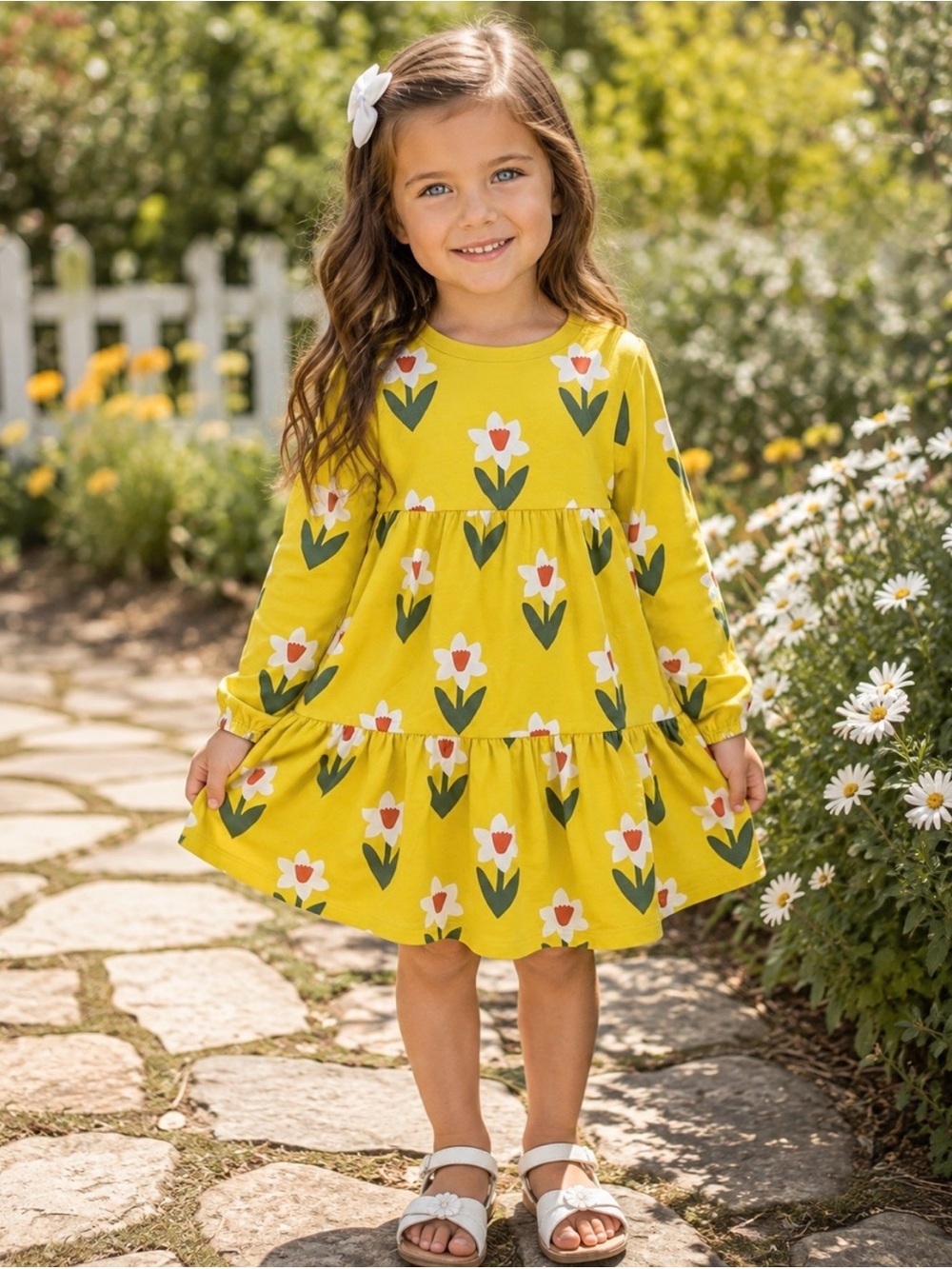MINI BODEN DAFFODIL LONG SLEEVE SWEATSHIRT DRESS GIRLS 5-6